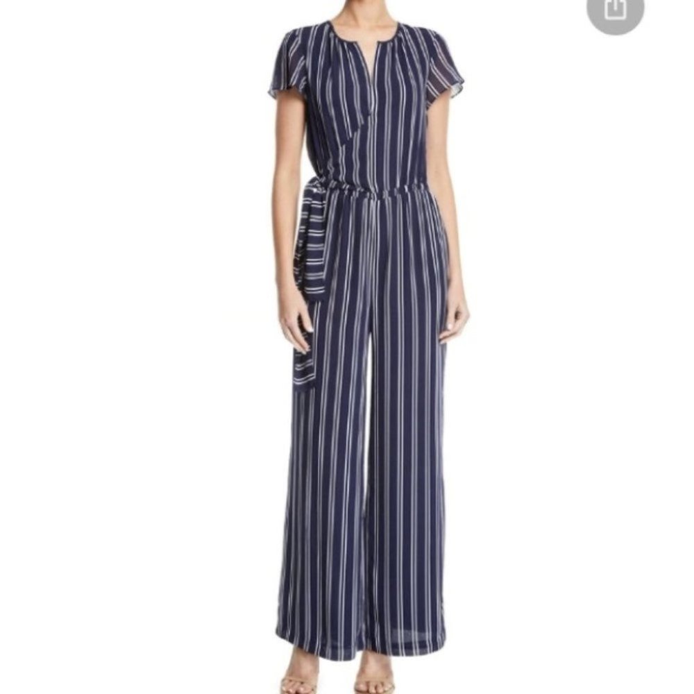 MICHAEL Michael Kors “Mega Railroad” Striped Jumpsuit